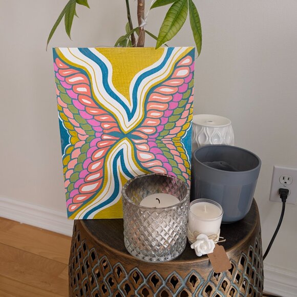 CA$50.00  Wings of Flow - Original 9" x 12" x 1/8" Geometric Abstract | Paint Ma - Picture 4 of 7